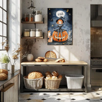 Young Witch Halloween Cartoonish Playful Whimsical Poster