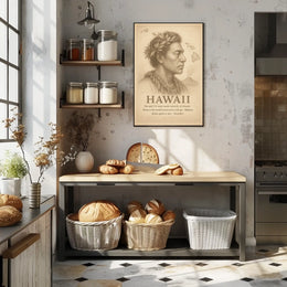 The poster centers around Hawaii, emphasizing its unique status as the only U.S. Travel Poster
