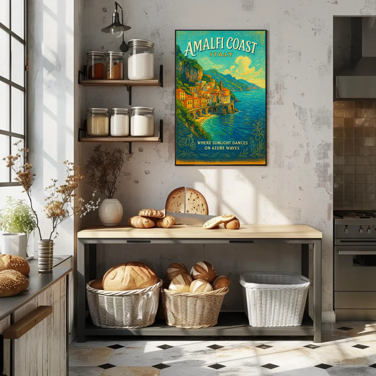 Amalfi Coast Vintage Italian Art Poster Print