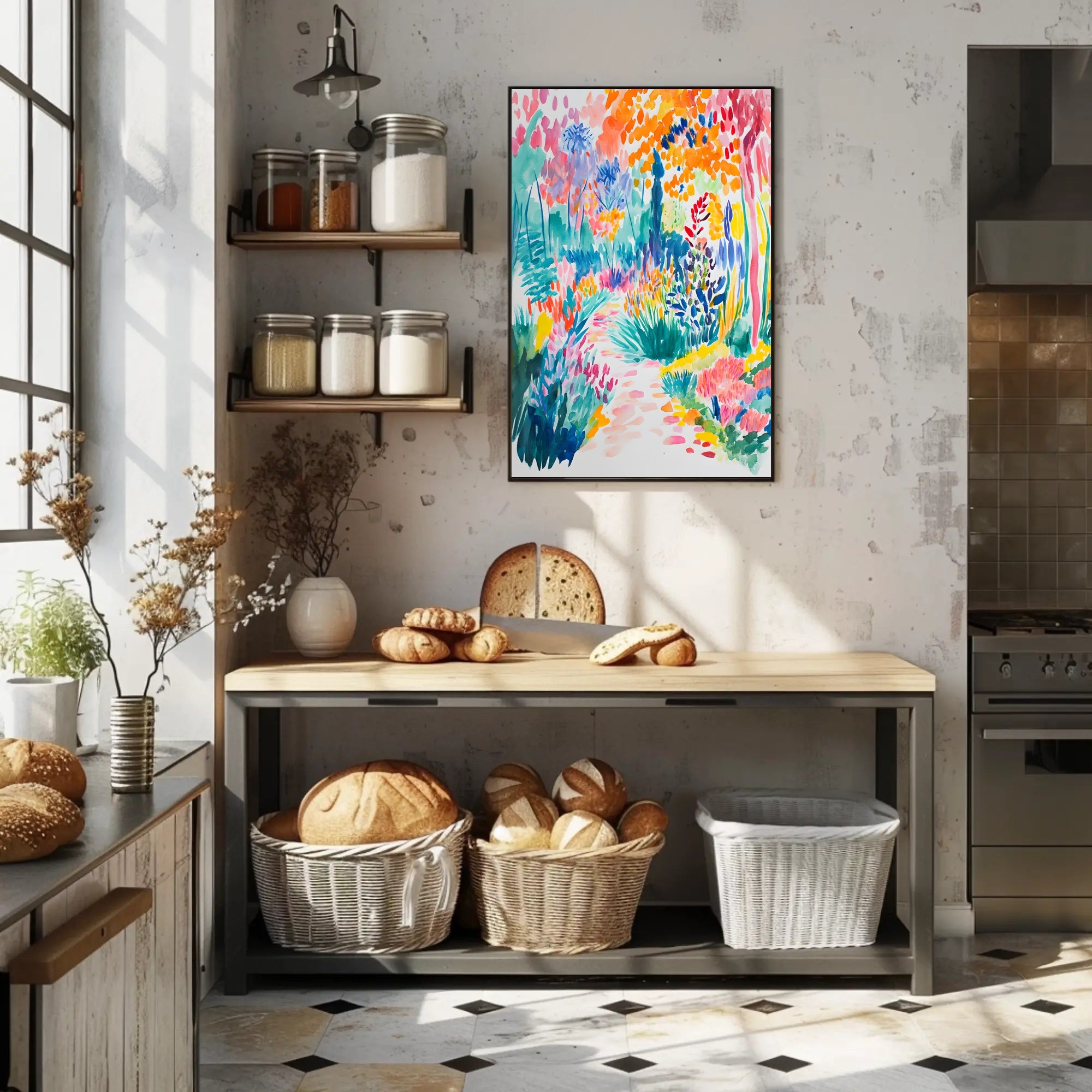 Vibrant Garden Scene Artistic Poster