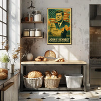 John F. Kennedy 35th President of the United States Layered Digital Collage Poster
