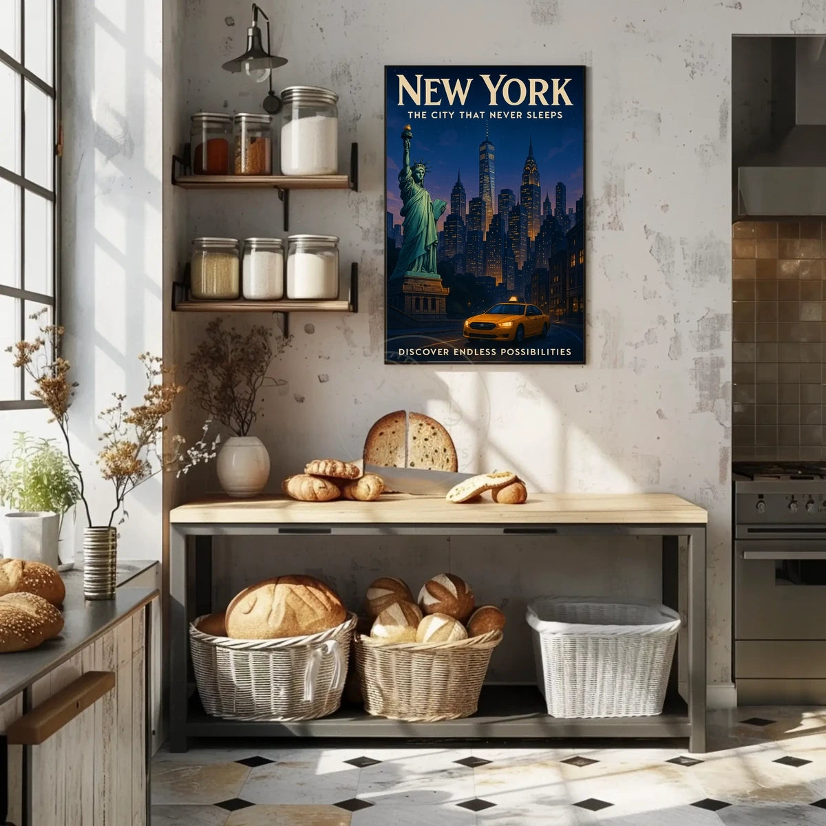 New York City Skyline with Statue of Liberty Urban Poster