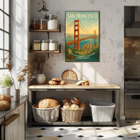Vintage San Francisco Golden Gate Bridge Travel Poster