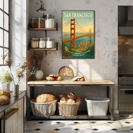 Vintage San Francisco Golden Gate Bridge Travel Poster