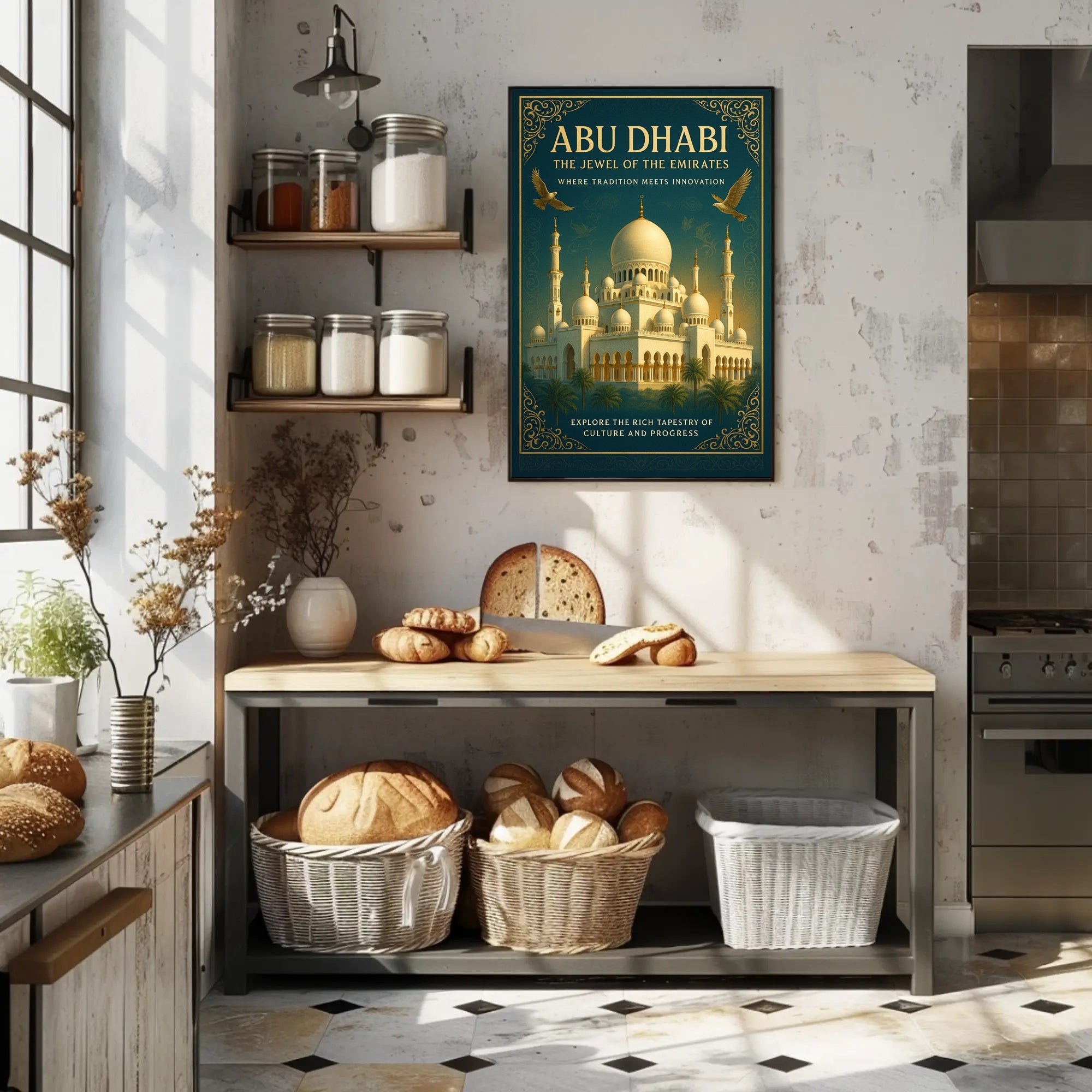 Abu Dhabi Majestic Grand Mosque Travel Poster