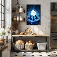 Witches Dancing Under Full Moon Mystical Forest Magic Poster