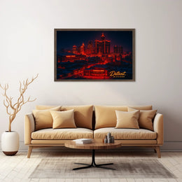 Detroit Skyline at Night Poster