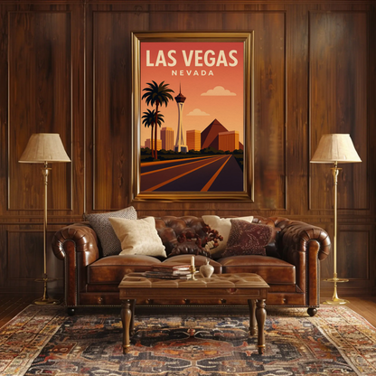 Las Vegas Nevada Skyline Stratosphere Sunset View Poster