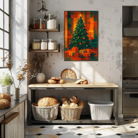 Geometric Holiday Landscape Art For Living Room Poster