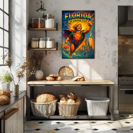 Florida Sunshine State Superhero Adventure Travel Poster PosterGoat