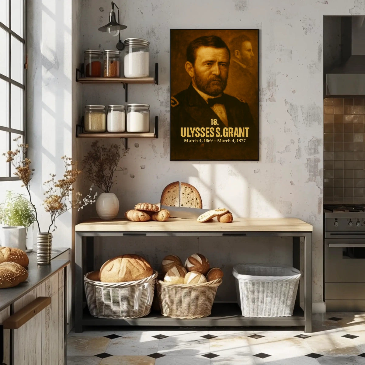 Ulysses S Grant Poster Vintage Analog Film Aesthetic Presidential Portrait Wall Art Historical Print