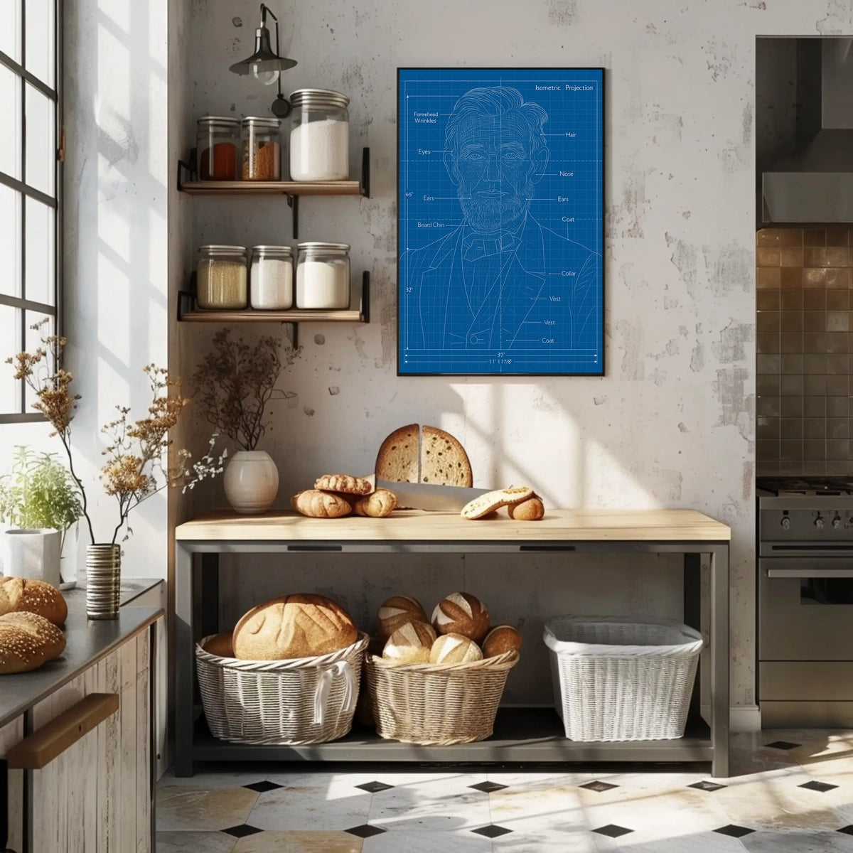 Isometric Projection Blueprint Poster