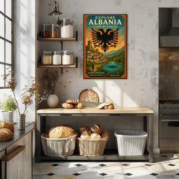 Albania Scenic Landscape Vintage Architecture Traditions Poster