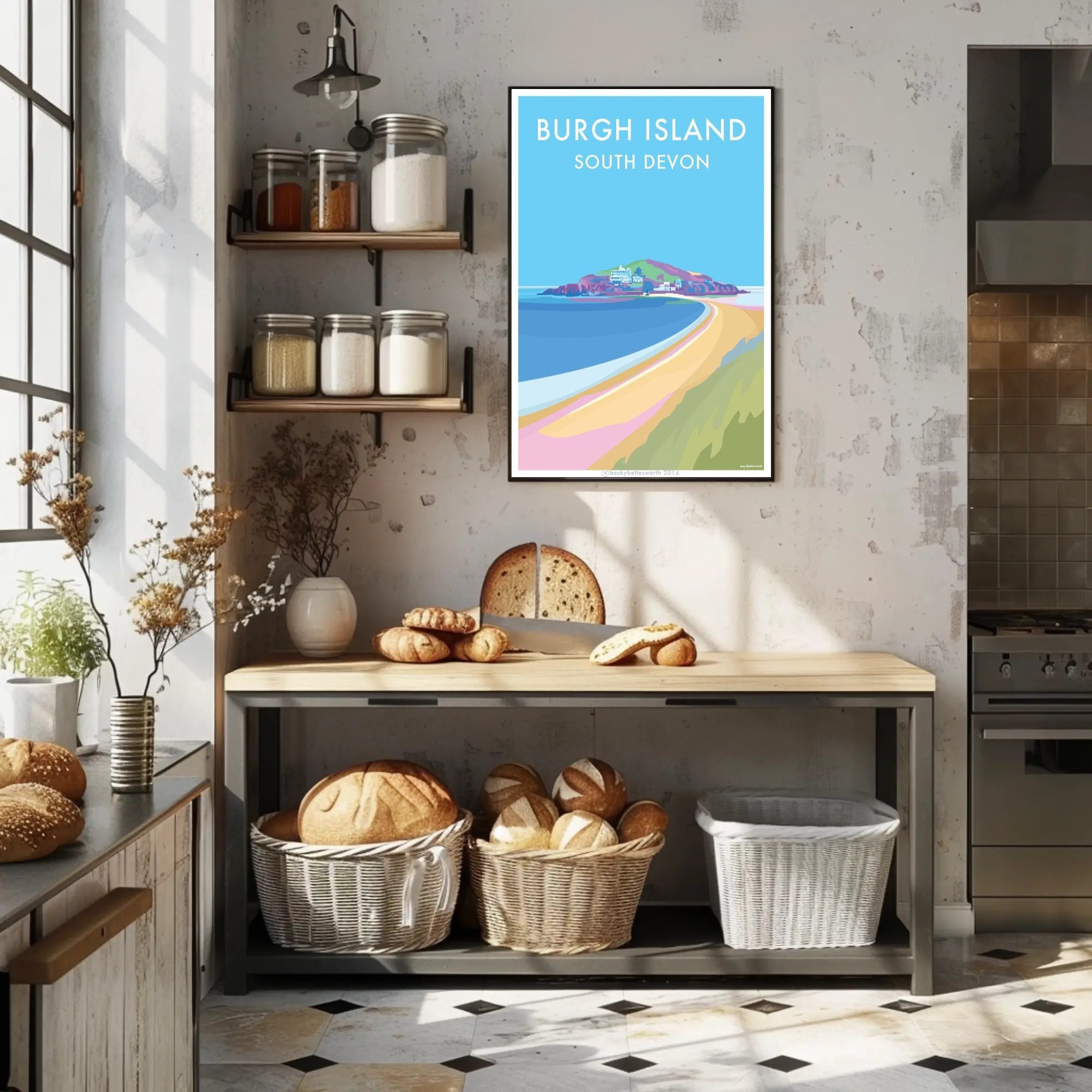 Burgh Island Vibrant Coastal Scene Travel Poster PosterGoat