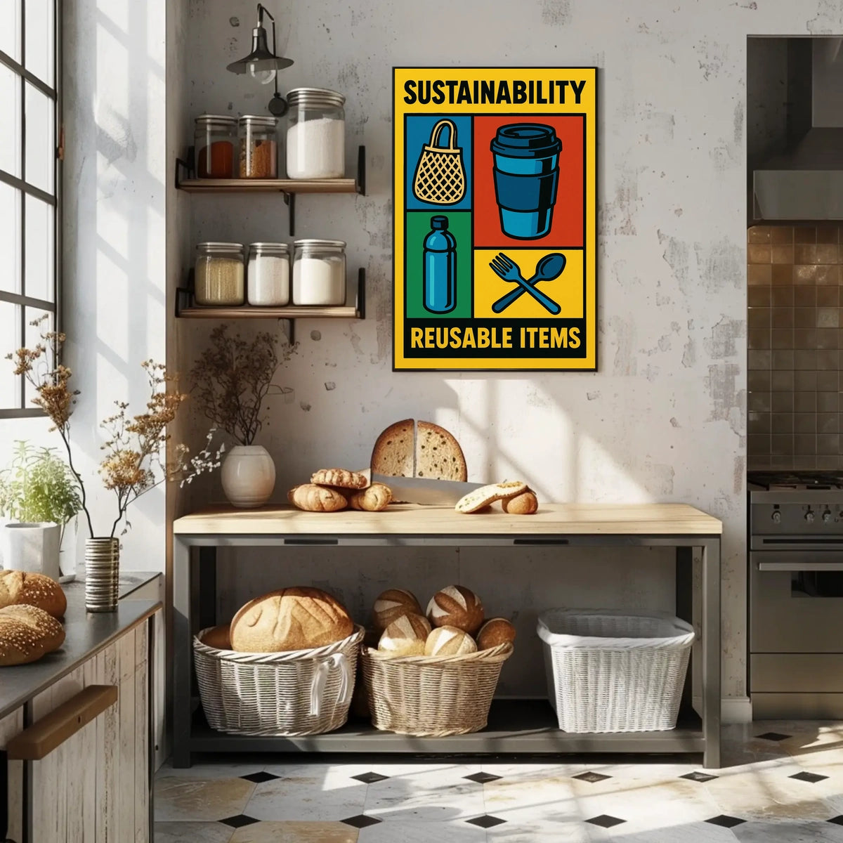 Sustainability Reusable Items Poster