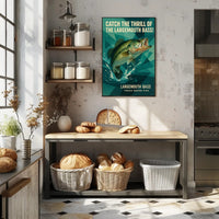 Largemouth Bass Adventure Vintage Fishing Sports Poster