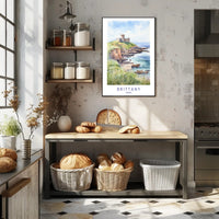 Brittany Coastal Castle Scenic Travel Poster PosterGoat