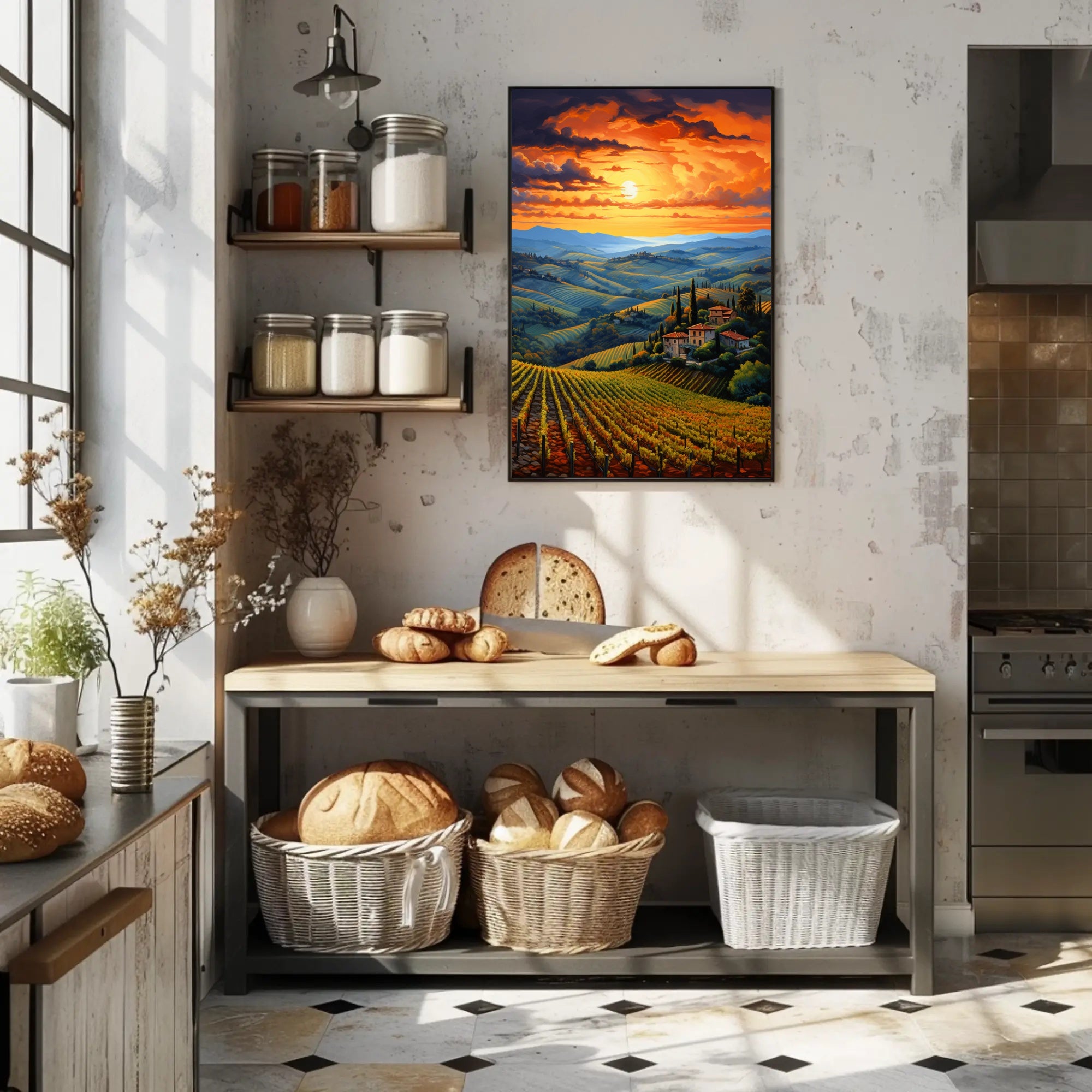 Sunset Over Tuscan Vineyards Poster