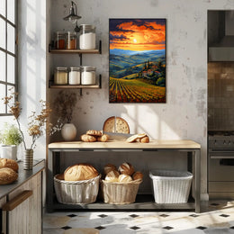 Sunset Over Tuscan Vineyards Poster