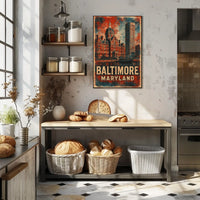 Baltimore Cityscape Vintage Wanderlust Poster