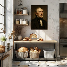 Elderly Gentleman Portrait in Artistic Oil Painting Style Poster