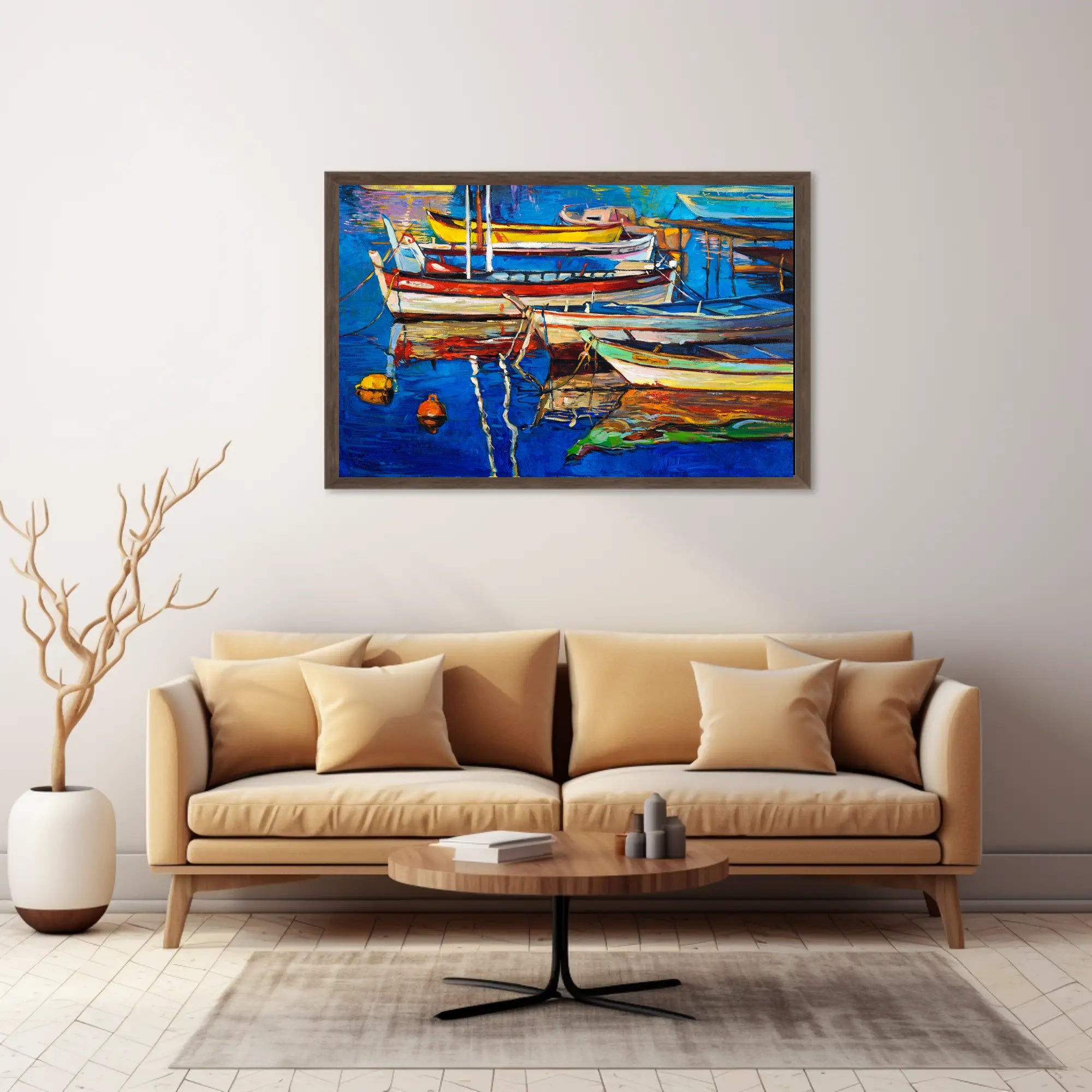 Colorful Boats on Tranquil Waters Poster