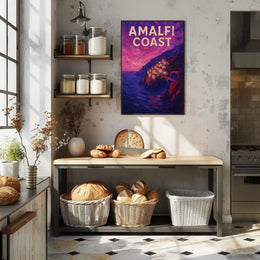 Amalfi Coast Poster for Coastal Home Decor Wall Art