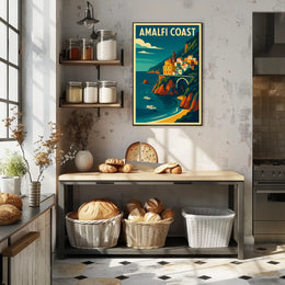 Amalfi Coast Travel Poster Wall Art Coastal Decor Print