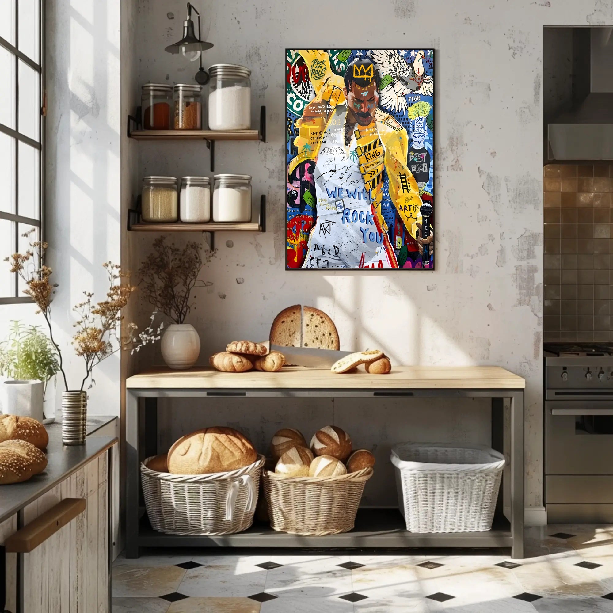 Iconic Rock Star in Motion Pop Culture Poster
