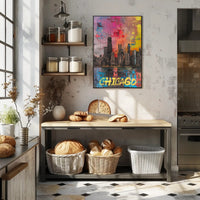 Chicago Skyline in Vibrant Abstract Urban or Cityscape Poster