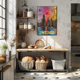 Chicago Skyline in Vibrant Abstract Urban or Cityscape Poster