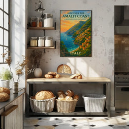 Amalfi Coast Sunset: Romantic Travel Poster
