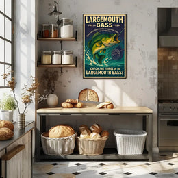 Bass Fishing Adventure Vintage Sports Poster PosterGoat