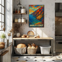 Amalfi Coast Vibrant Landscape Poster Wall Art 18x24