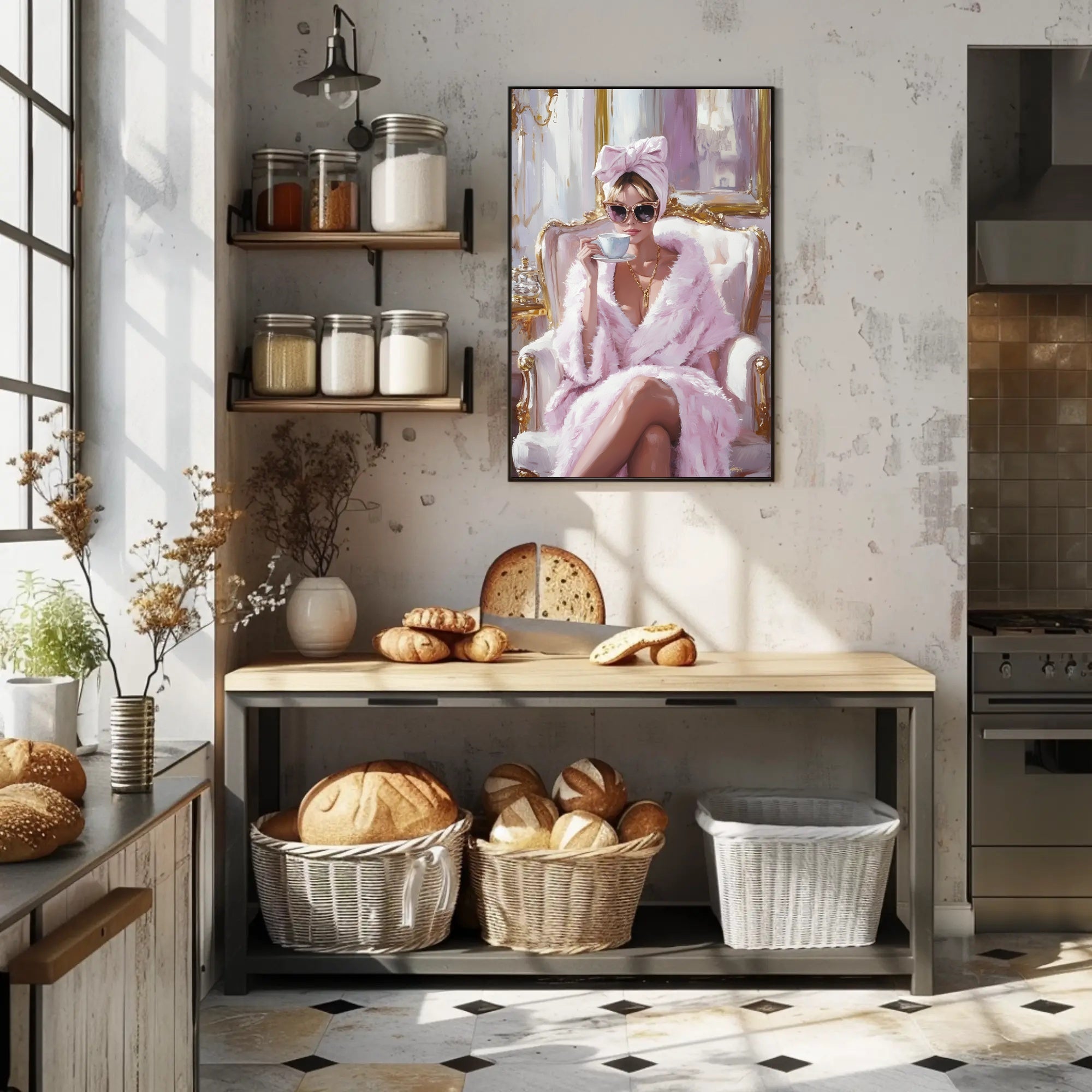 Elegant Morning Ritual Poster Glamorous Pink Wall Art