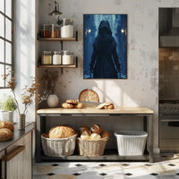Mysterious Hooded Figure in Fantasy Alleyway Poster PosterGoat