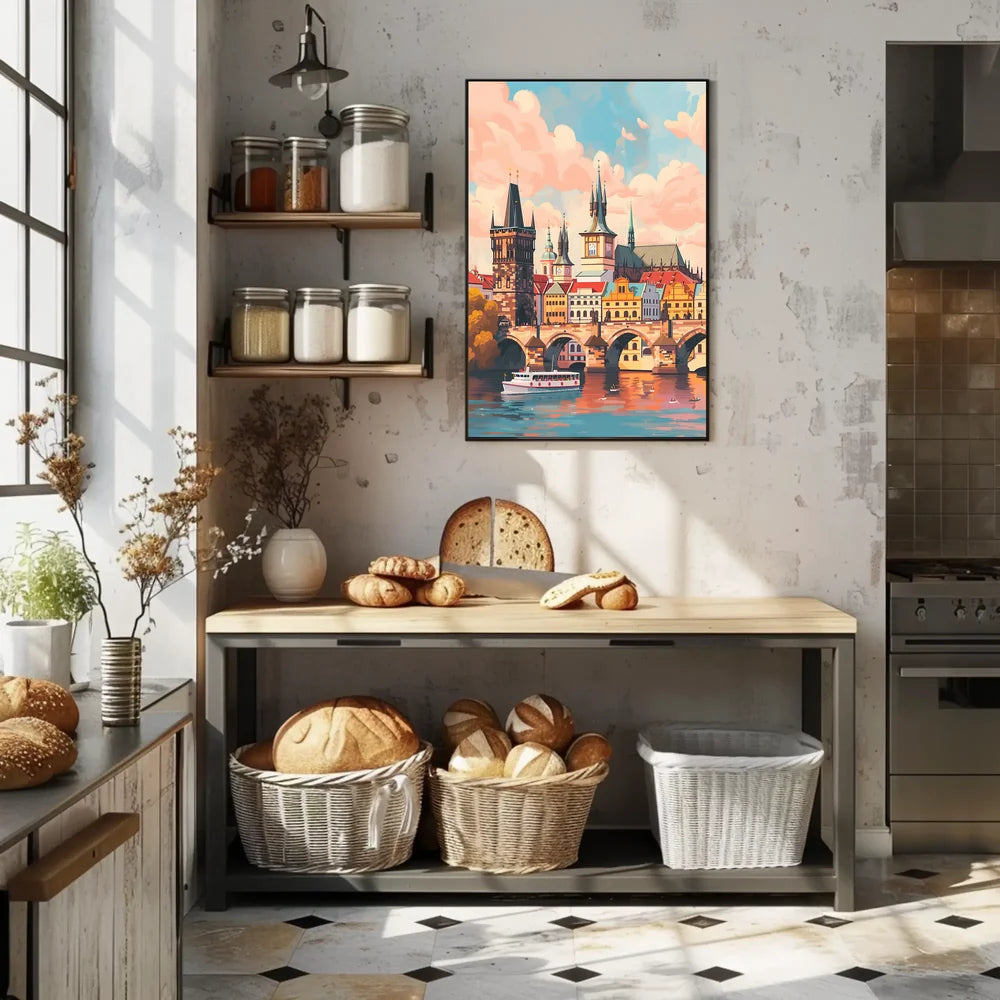 Prague Cityscape Poster: Charles Bridge & Vibrant Skyline