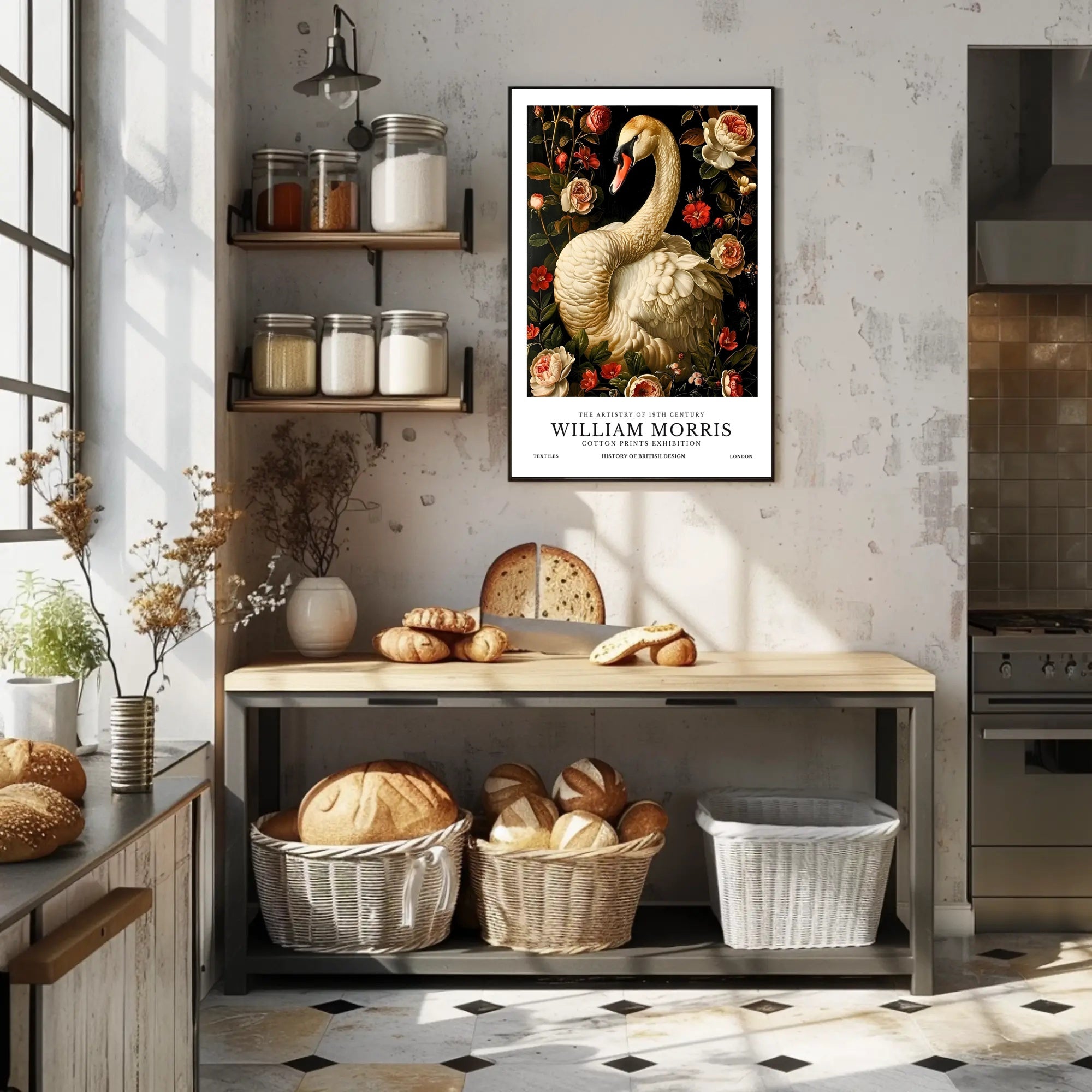 William Morris-Inspired Artistic Poster with Floral Elegance