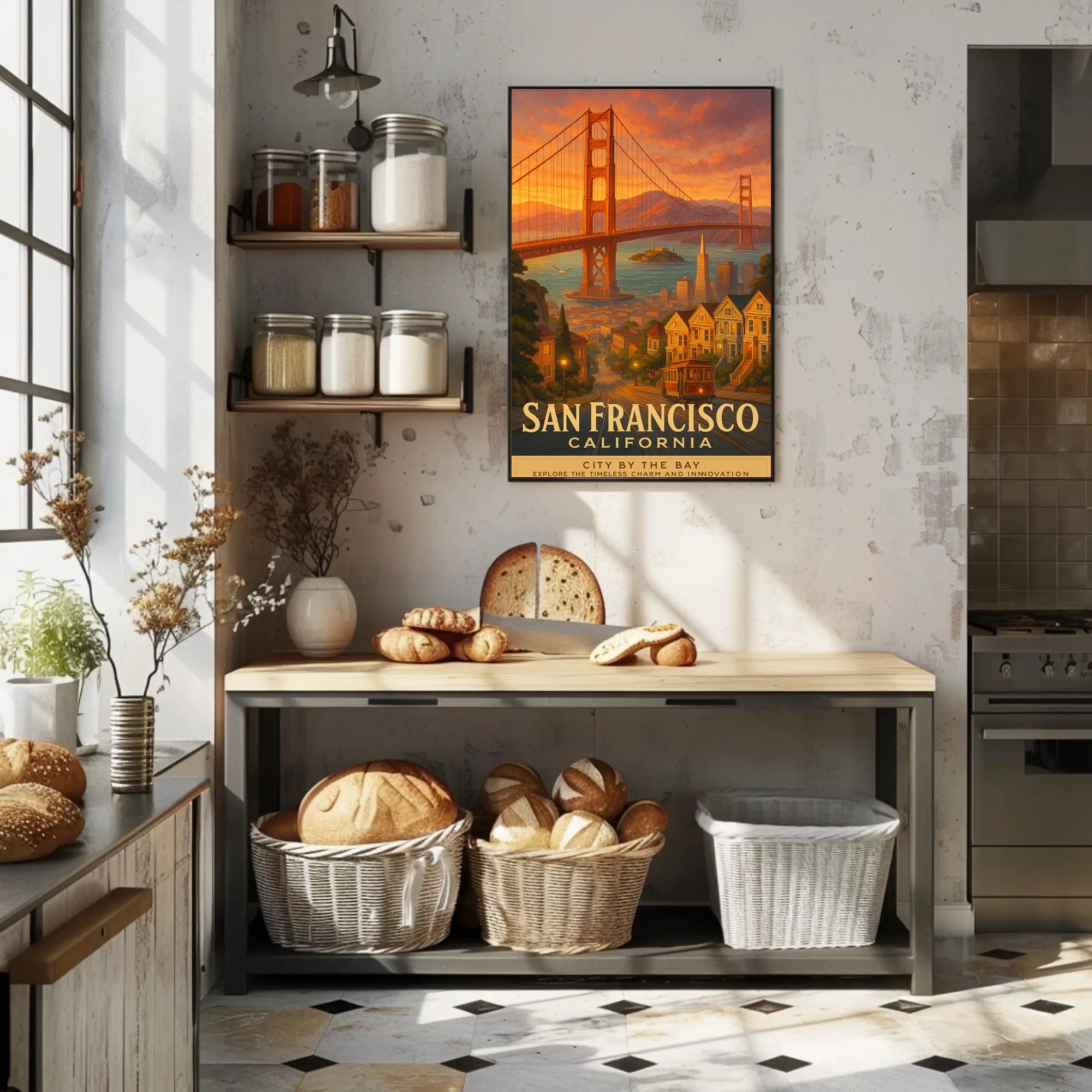 San Francisco Vintage Wall Art Poster Bay Scenery