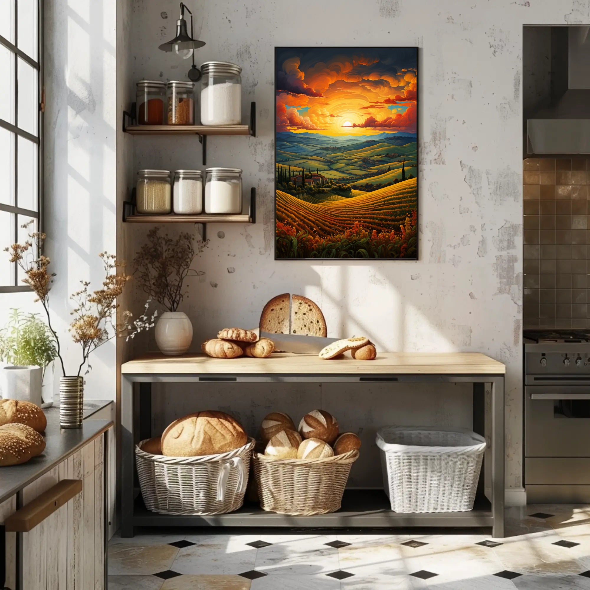 Sunset Over Rolling Hills Poster