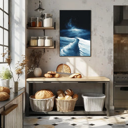 Serene Snowy Landscape Under Starry Sky Poster