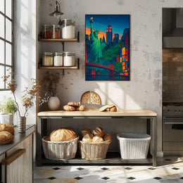 Statue Of Liberty New York Cityscape Poster Modern Wall Art