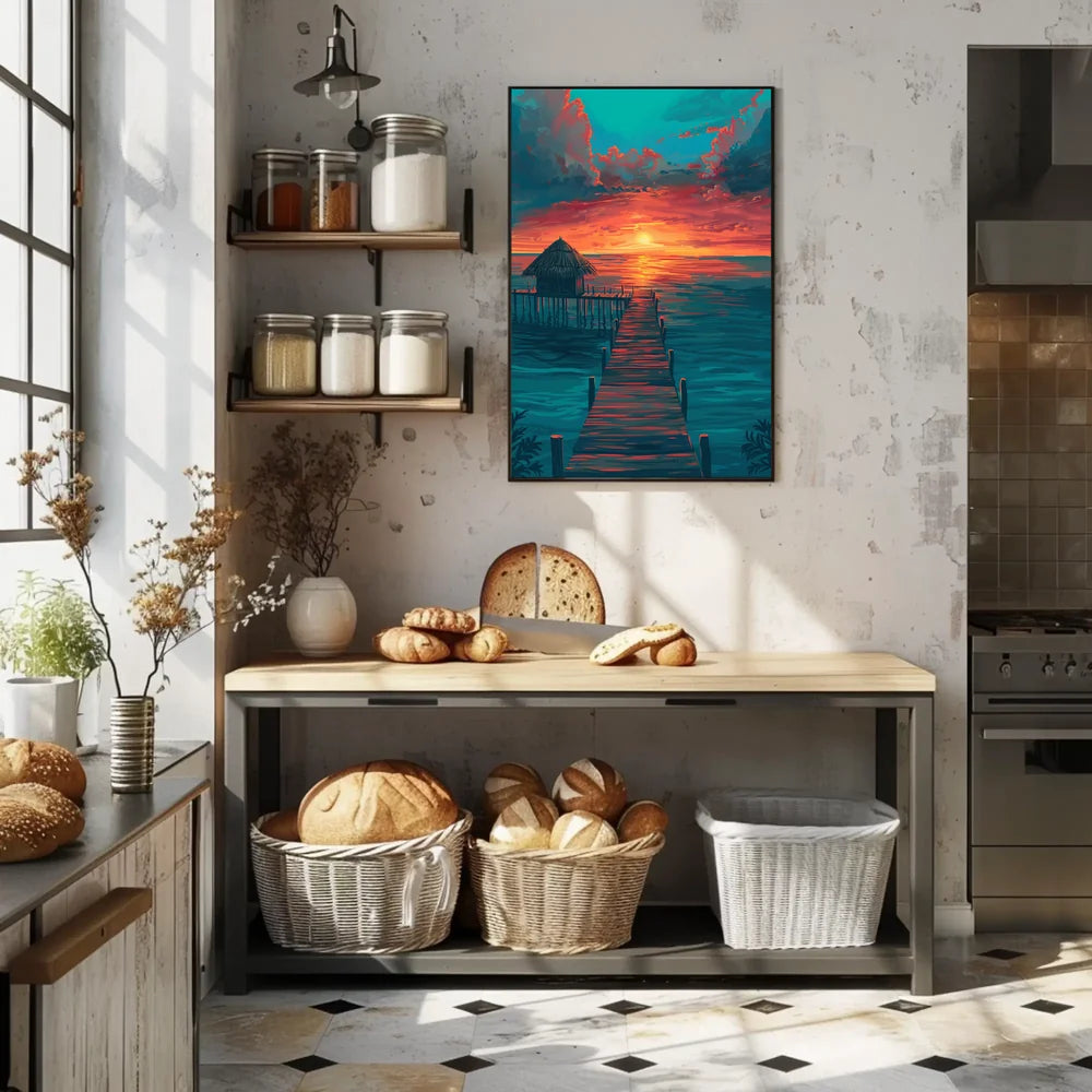 Tropical Sunset Pier: Serene Coastal Escape Poster
