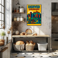 Denver Cityscape Illustrated in Retro Style Urban or Cityscape Poster PosterGoat