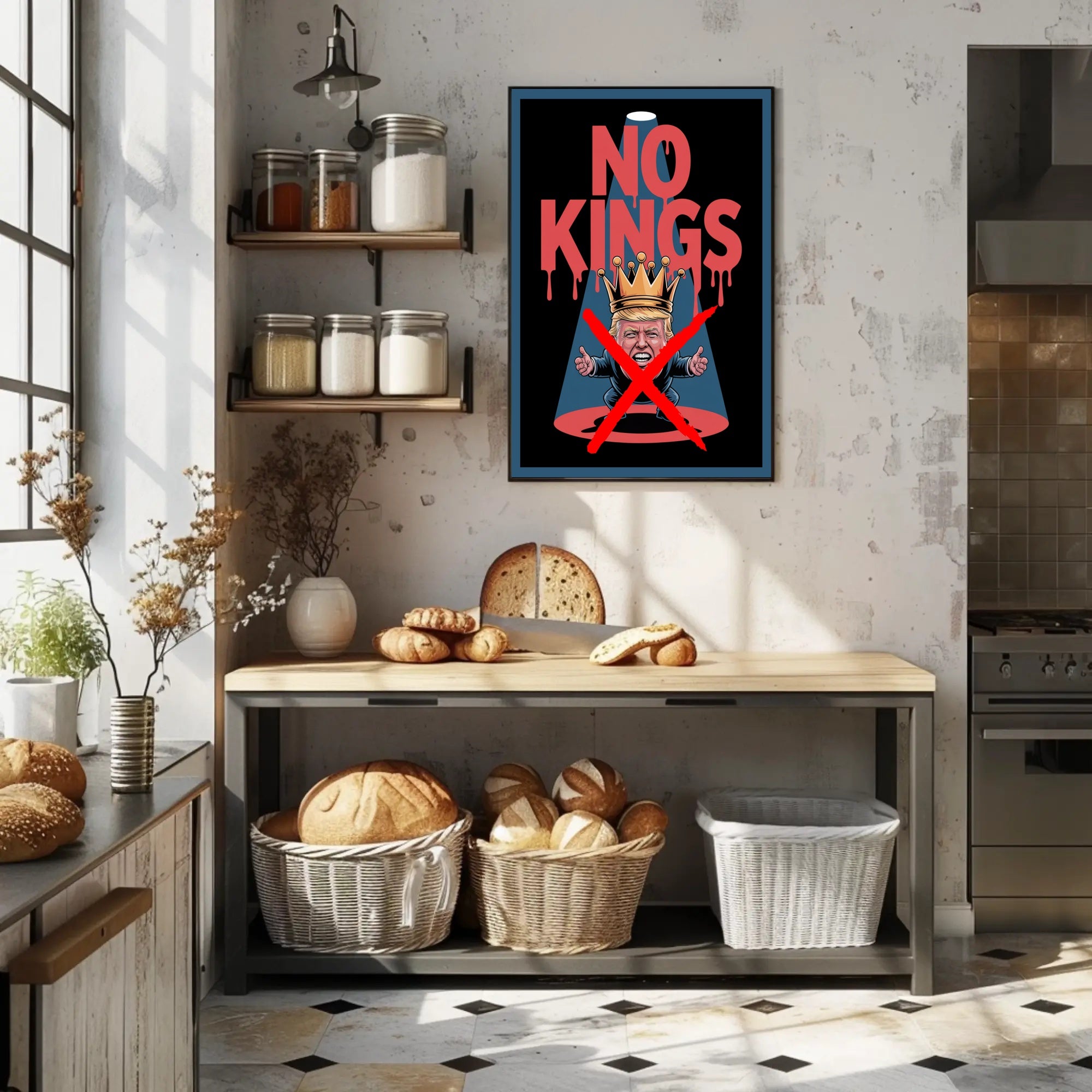 NO KINGS Anti-Monarchy Political or Propaganda Poster