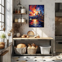 Vivid Cityscape At Sunset Poster
