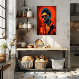 Vibrant Portrait In Red Poster PosterGoat