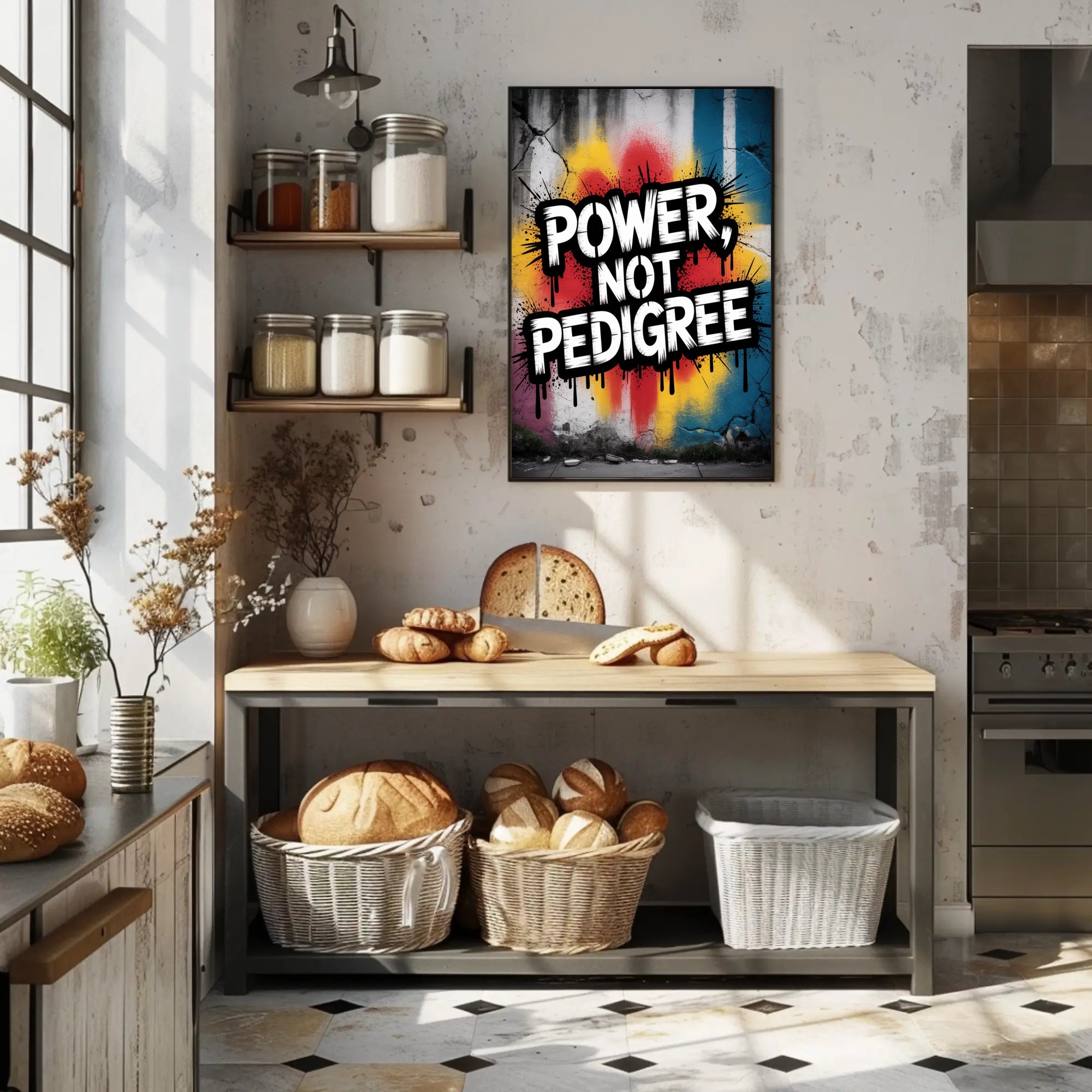 Power Not Pedigree Urban Graffiti Motivational Poster