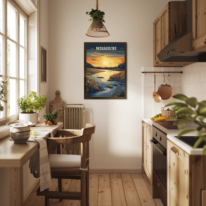 Missouri River Sunset Vintage Poster