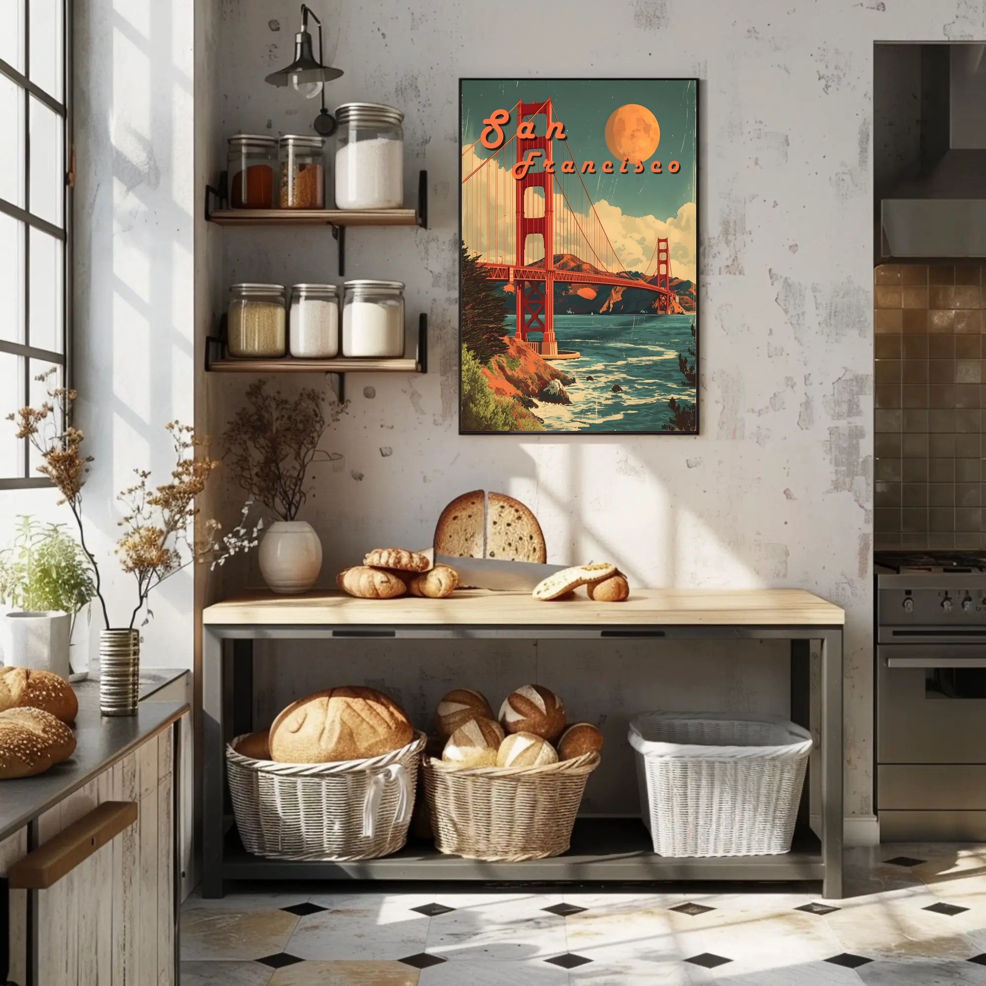 Golden Gate Bridge Retro San Francisco Travel Poster